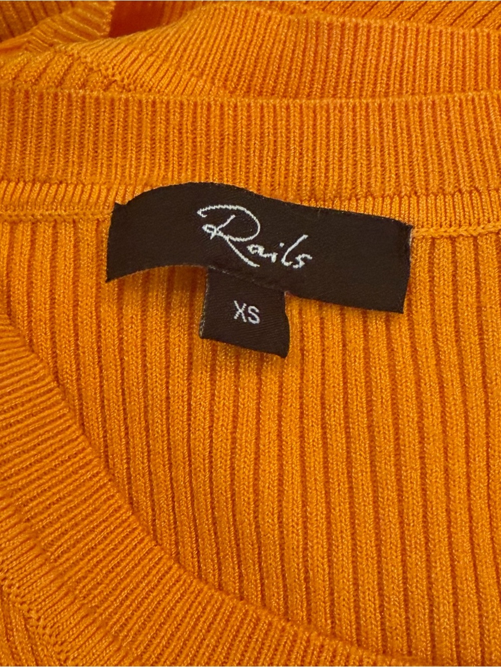 Rails SYD Marigold Ribbed Stretch Sleeveless Midi-Length Dress Orange Sz XS - Picture 7 of 10